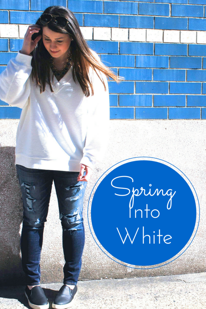 Fashion White V-neck Jeggings 