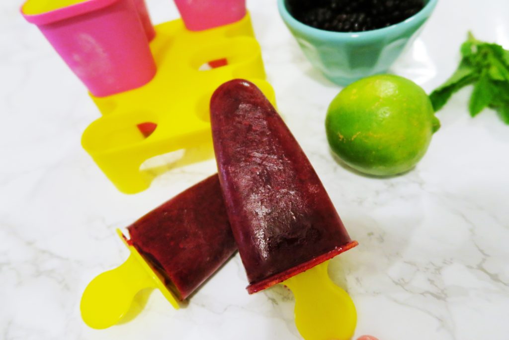 Blackberry, Lime, & Mint Popsicles